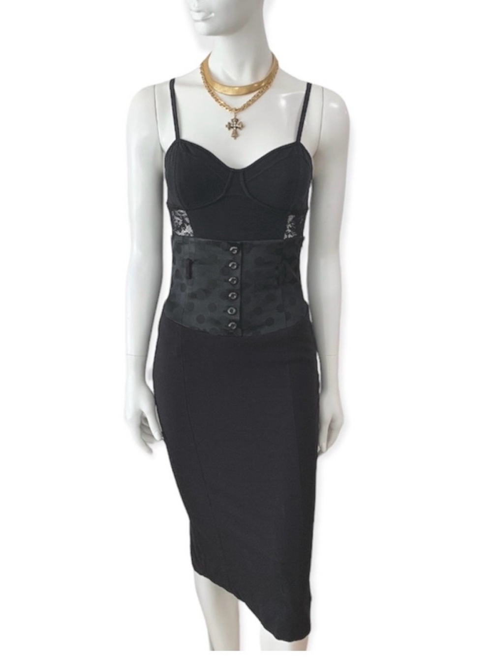 Whimsigoth Vintage Betsey Johnson Pencil Bombshell Black Skirt